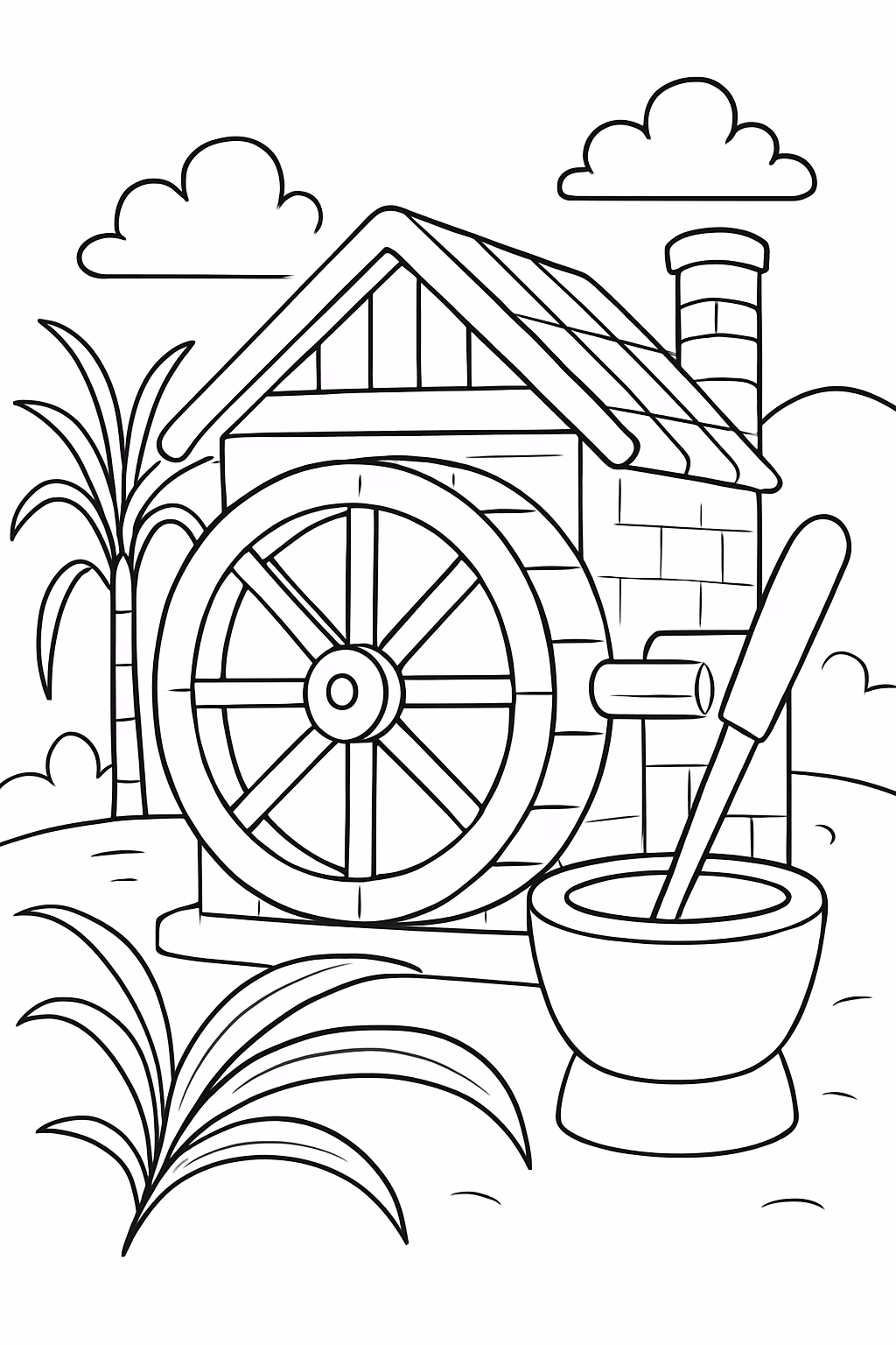Engenho de acucar para colorir — desenho para imprimir
