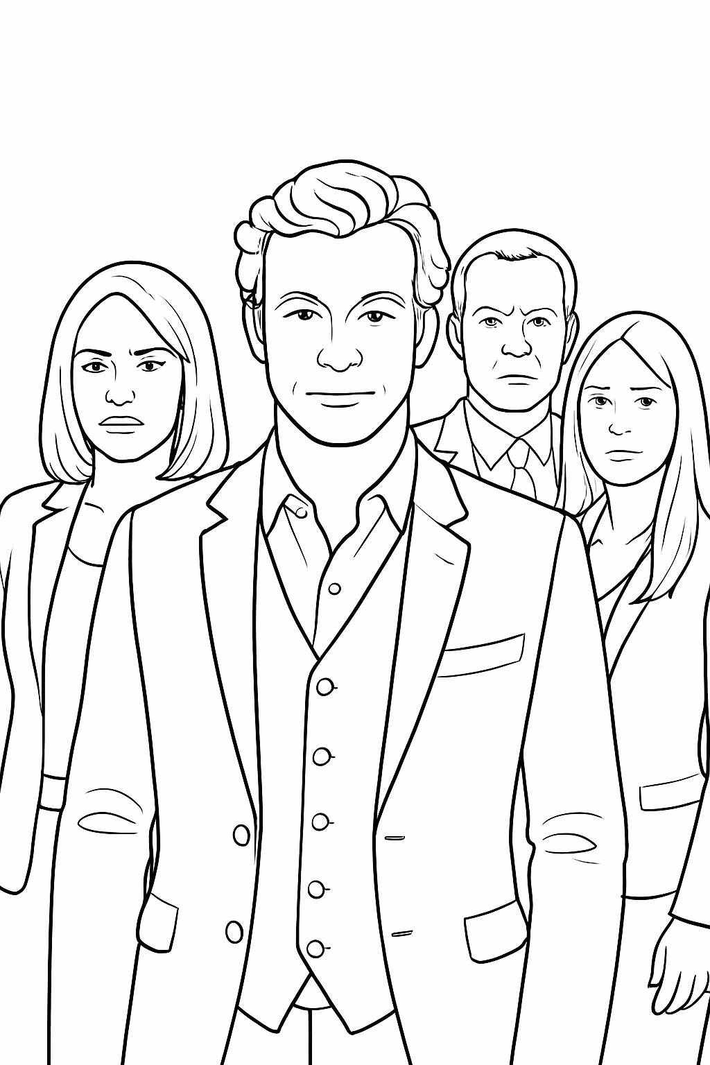 Equipe da serie the mentalist extremamente realista para colorir — desenho para imprimir