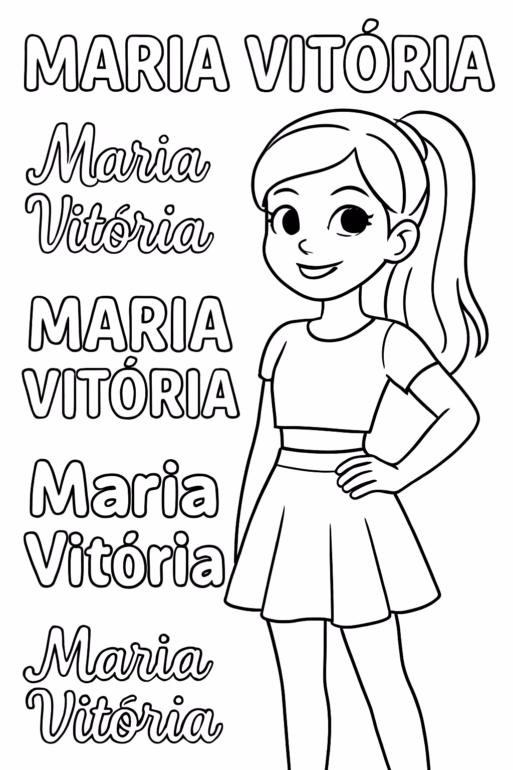 Escreva o nome maria vitoria de formas diferentes e variadas para colorir — desenho para imprimir
