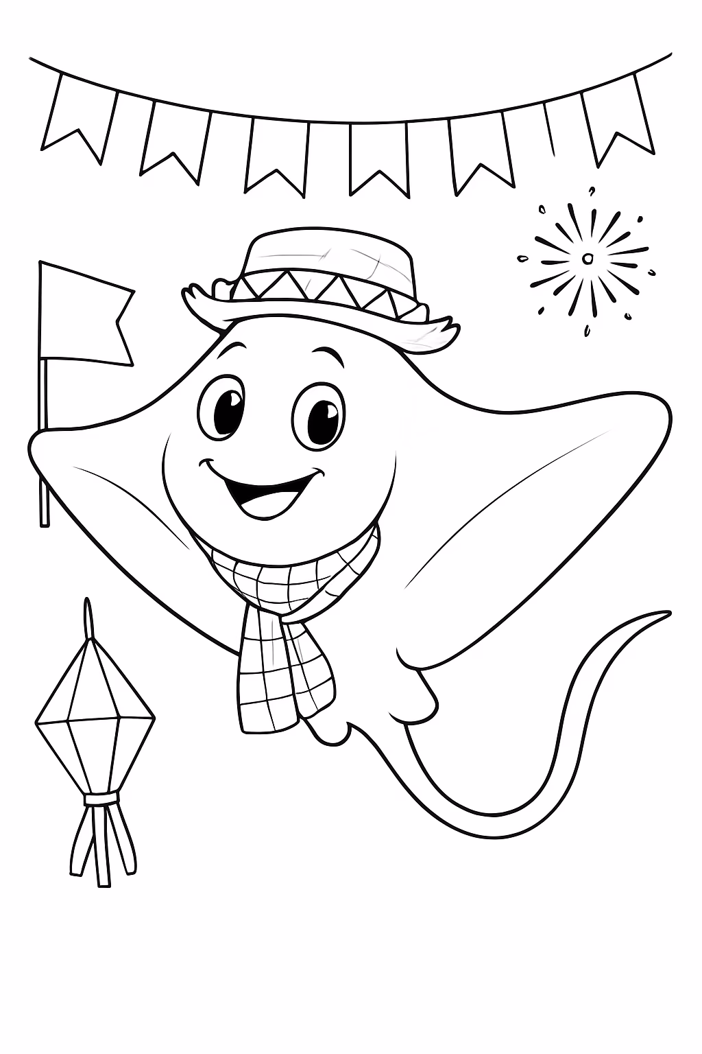 Escrever arraia do nilo borguesi personalizado de festa junina para colorir — desenho para imprimir