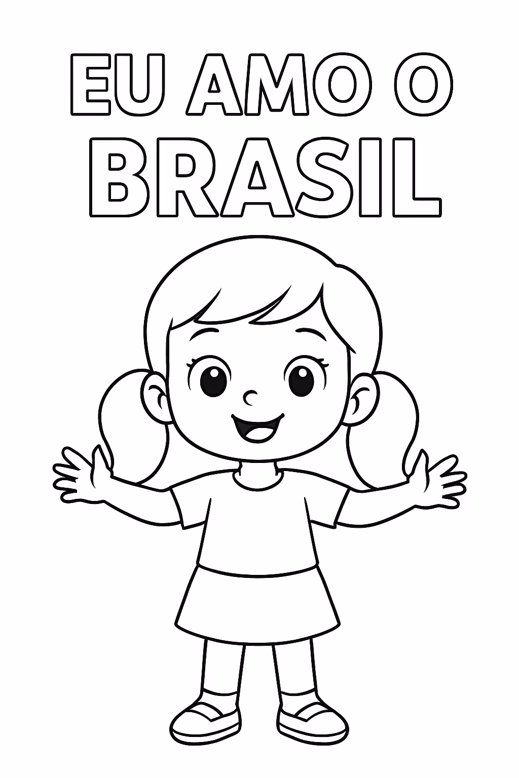Escrito em negrito eu amo o brasil e com uma para colorir — desenho para imprimir