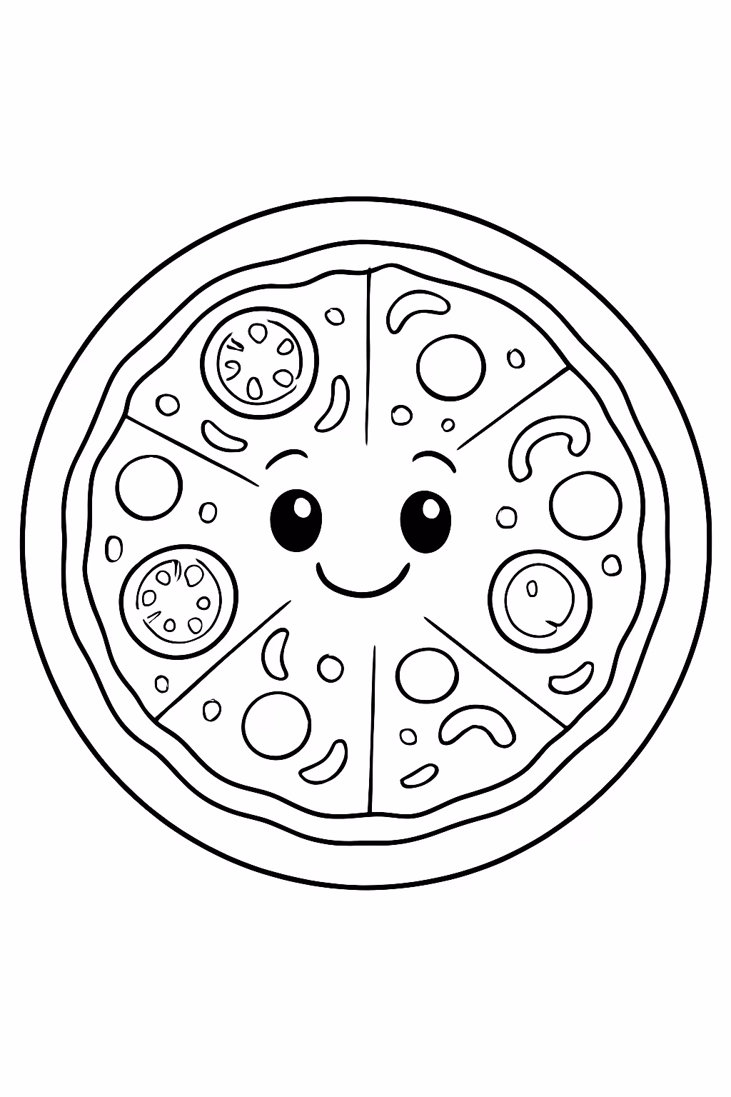 Esfiha parecendo uma pizza para colorir — desenho para imprimir