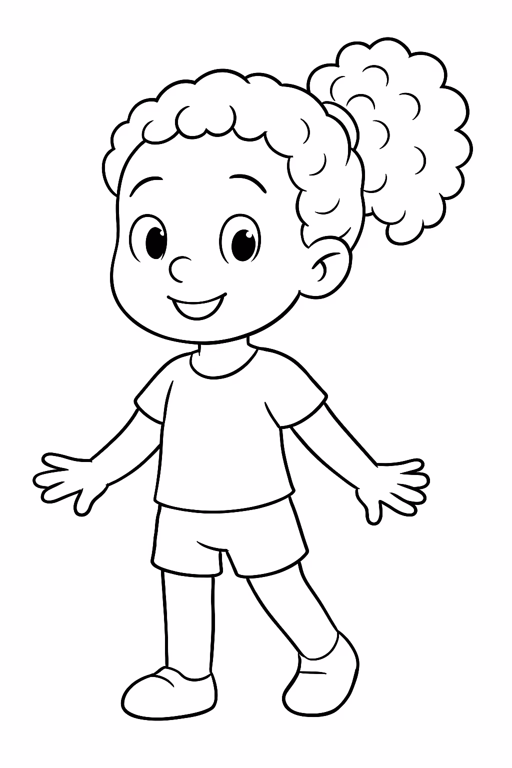Faca uma menina com cabelo feito rabo de cavalo cabelo para colorir — desenho para imprimir