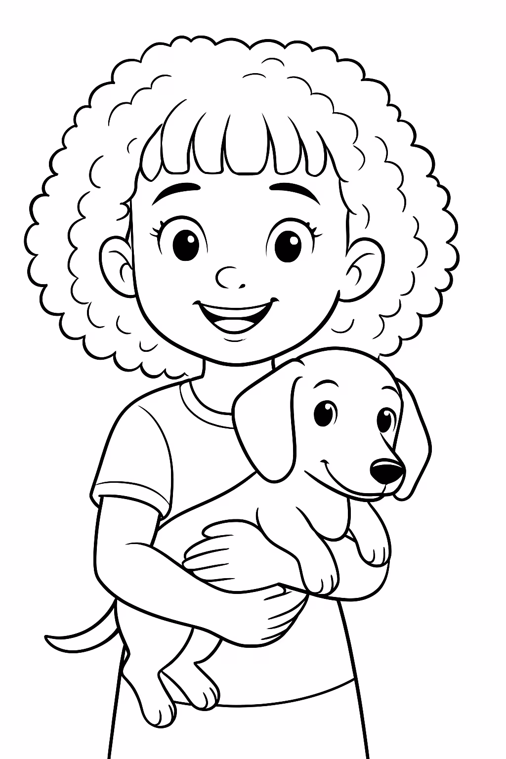 Faca uma menina de cabelo cacheado quase crespo acima do para colorir — desenho para imprimir