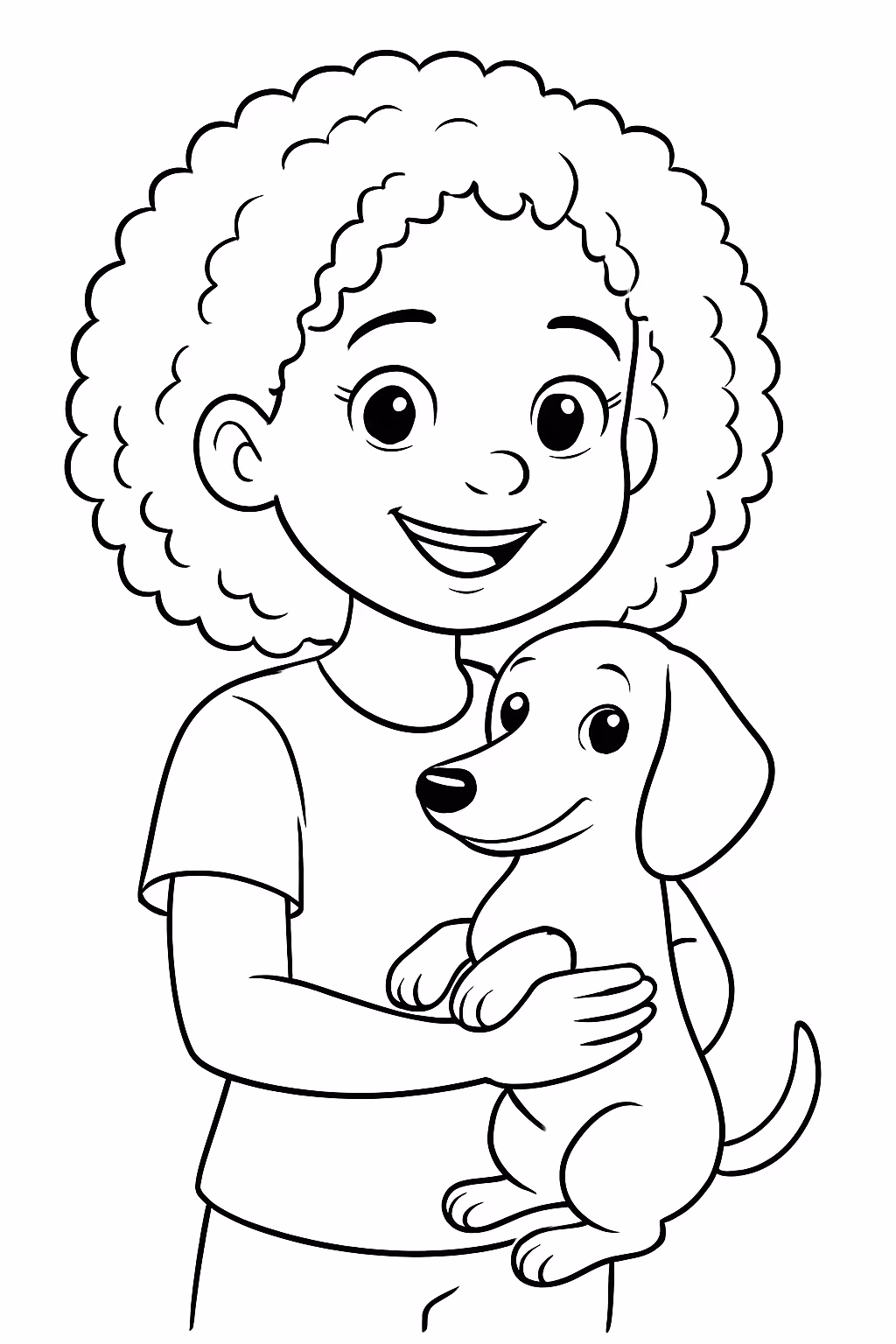 Faca uma menina de cabelo cacheado quase crespo acima do para colorir — desenho para imprimir