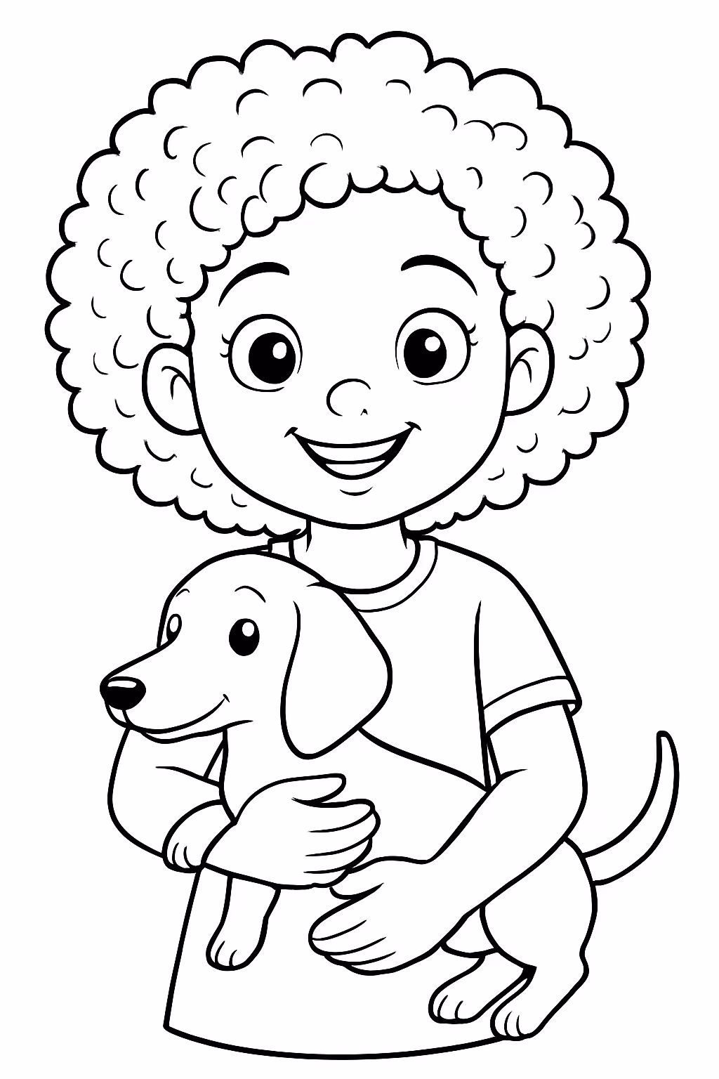 Faca uma menina de cabelo cacheado quase crespo e ela para colorir — desenho para imprimir