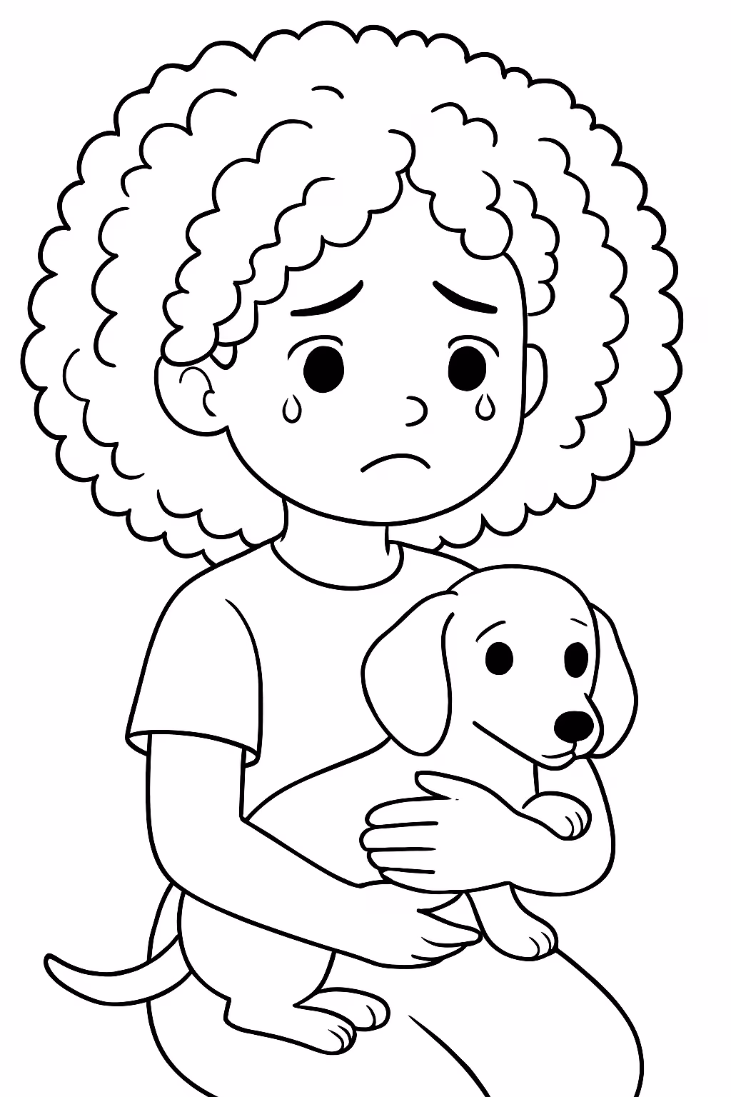 Faca uma menina de cabelo cacheado quase crespo e o para colorir — desenho para imprimir