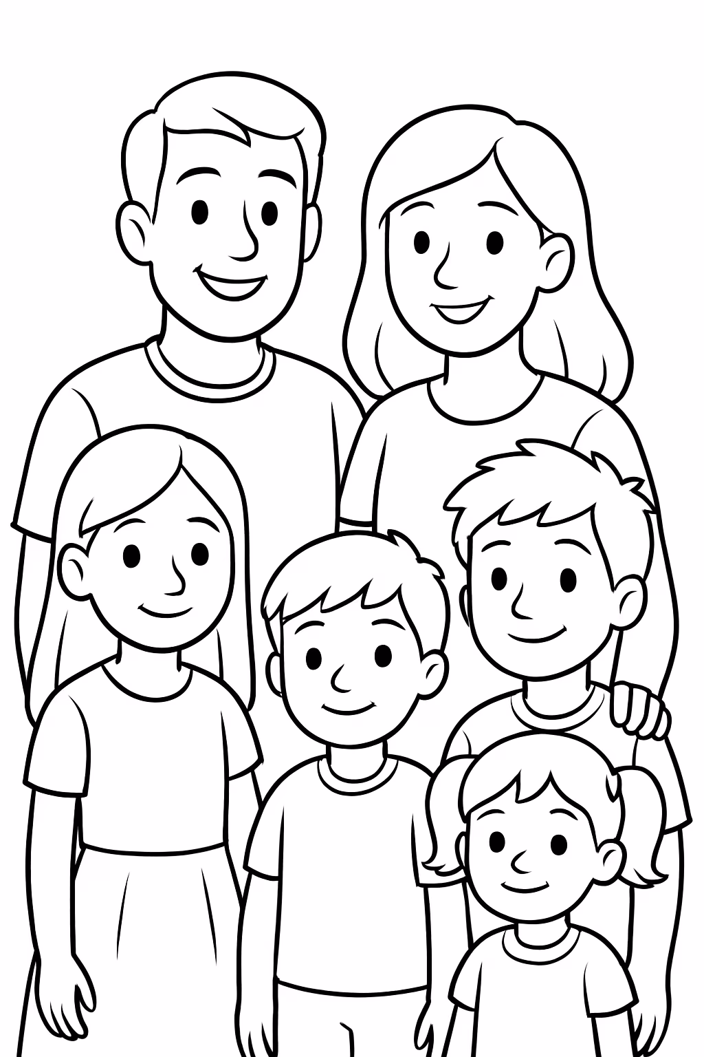 Familia casal e criancas menina menino para colorir — desenho para imprimir