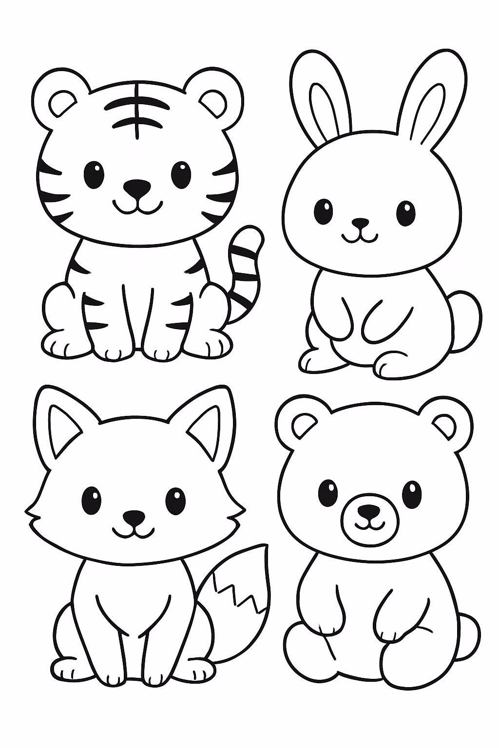 Faz animais koreanos fofos para colorir — desenho para imprimir