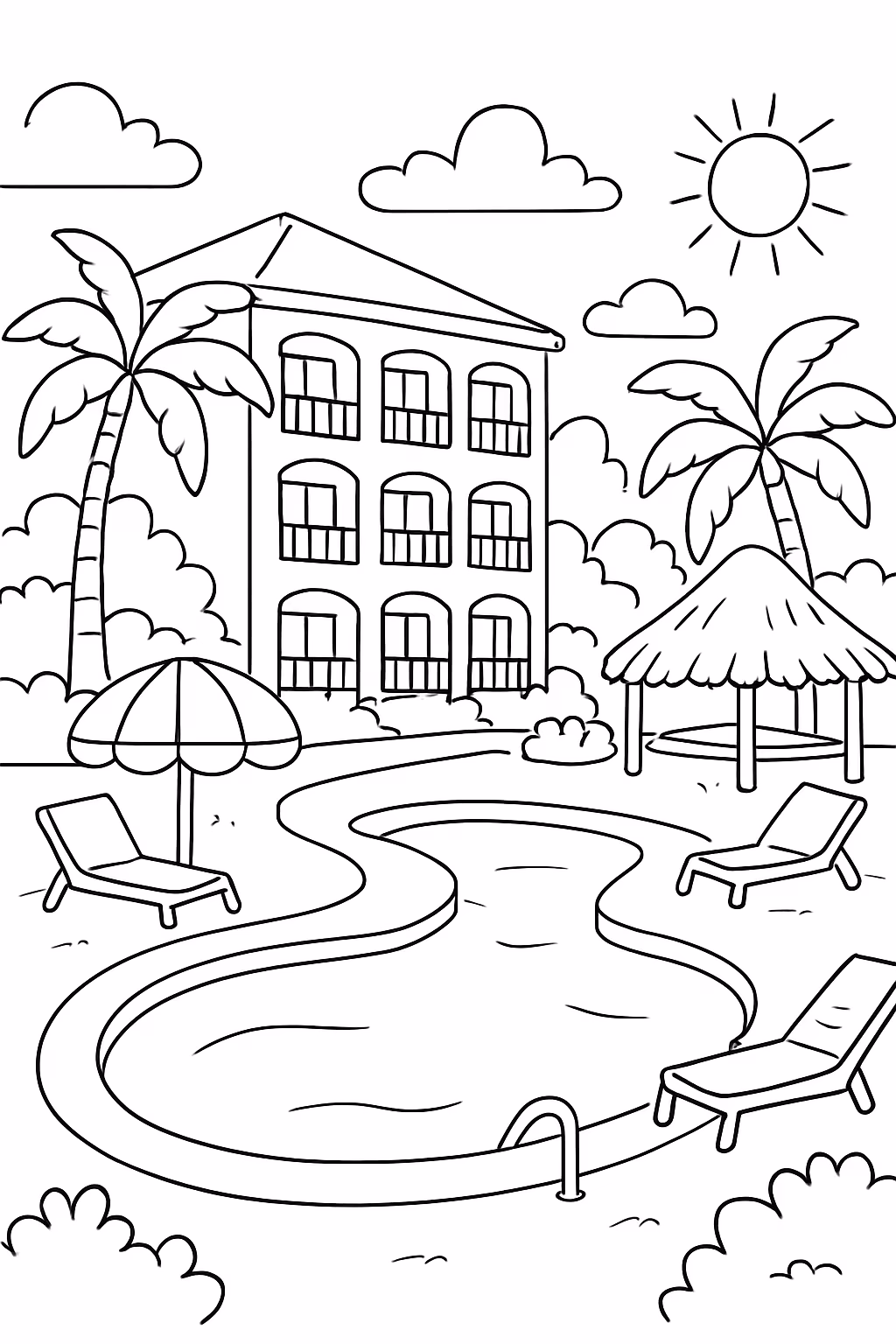 Ferradura resort para colorir — desenho para imprimir