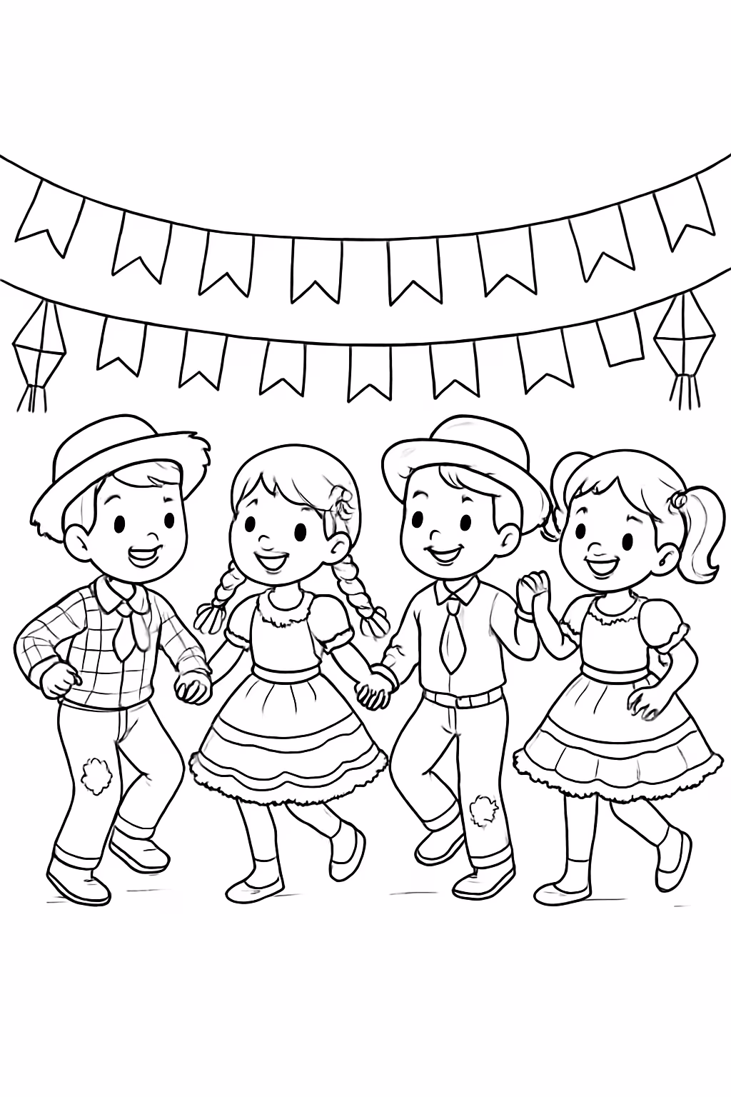 Festa junina quadrilha para colorir — desenho para imprimir