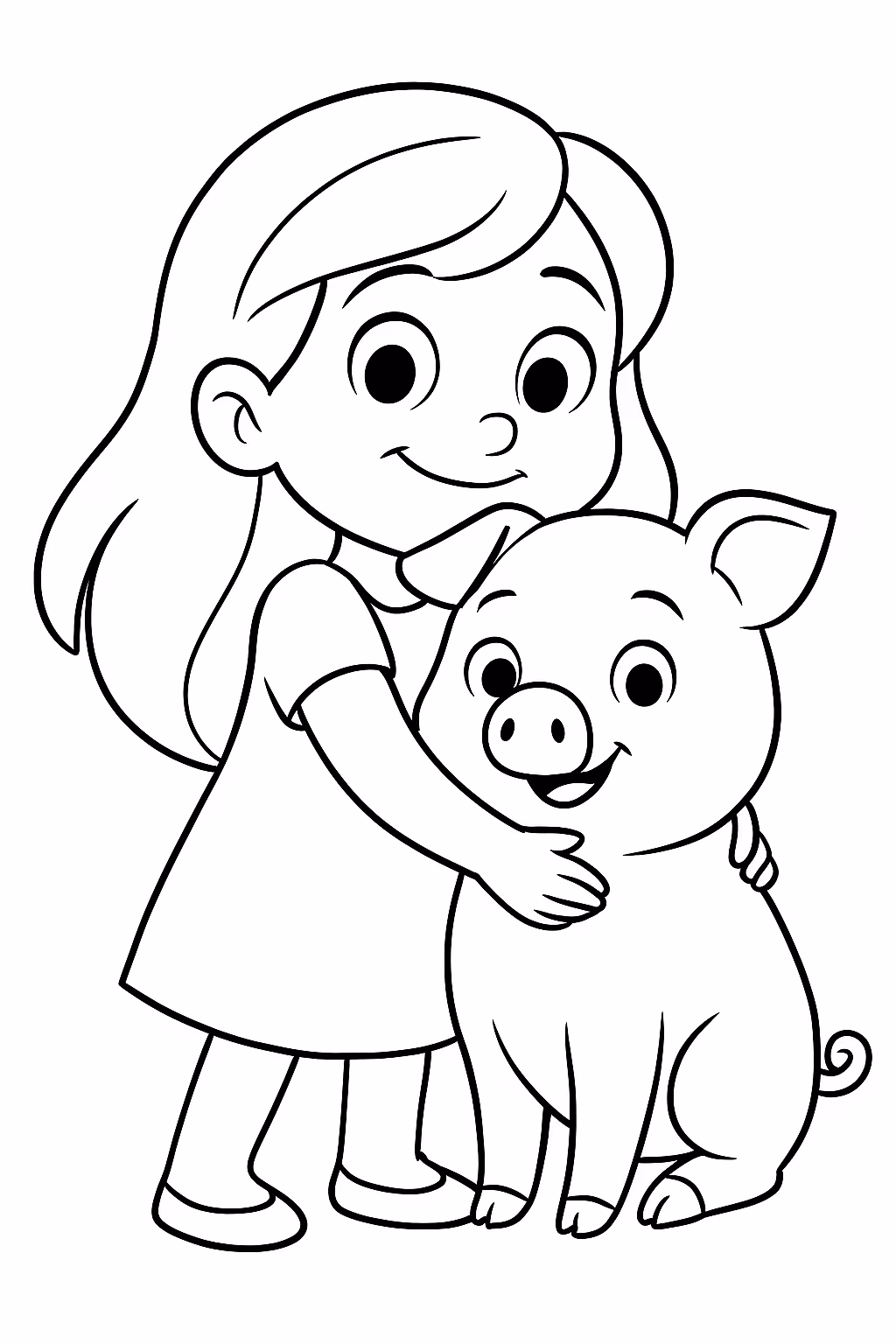 Filme da a menina e o porquinho para colorir — desenho para imprimir