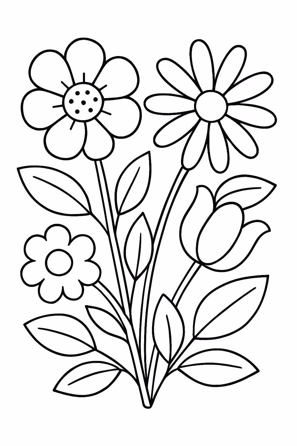 Flores bonitas para colorir — desenho para imprimir