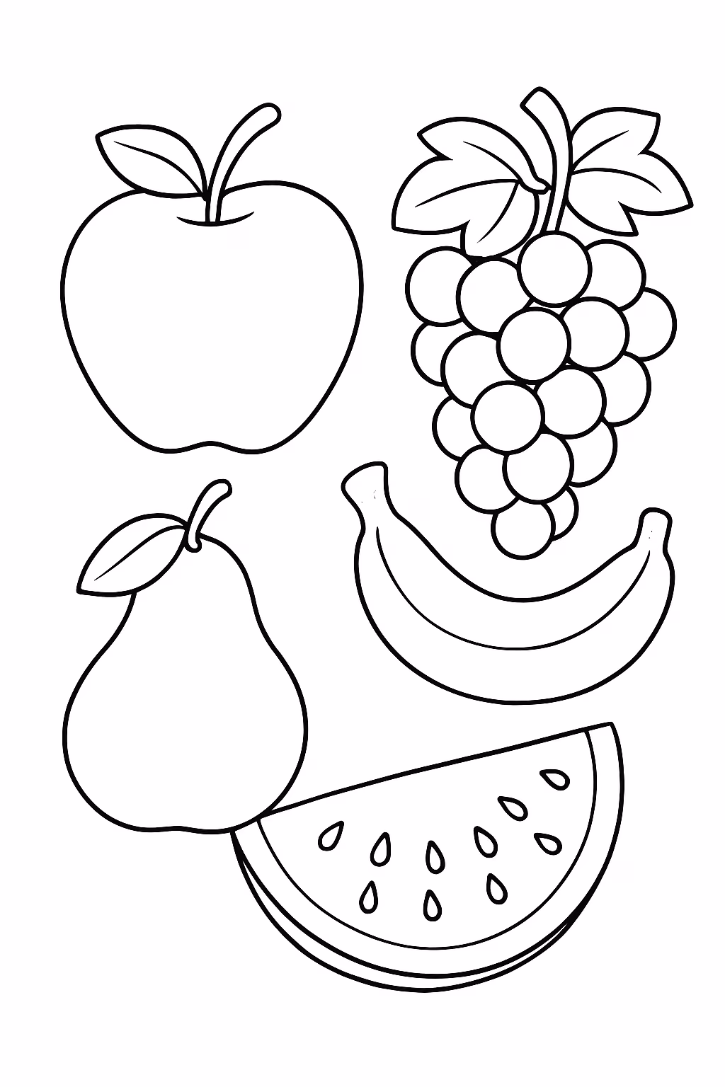 Frutas para colorir — desenho para imprimir