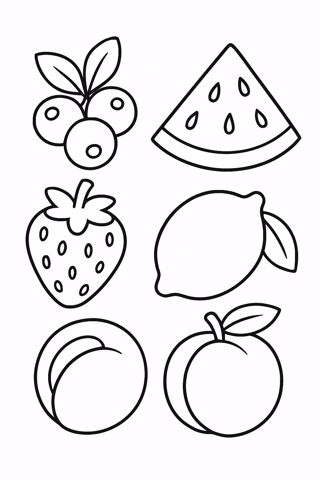 Frutas mertilo melancia morango limao pessego quero bem pequeno do para colorir — desenho para imprimir