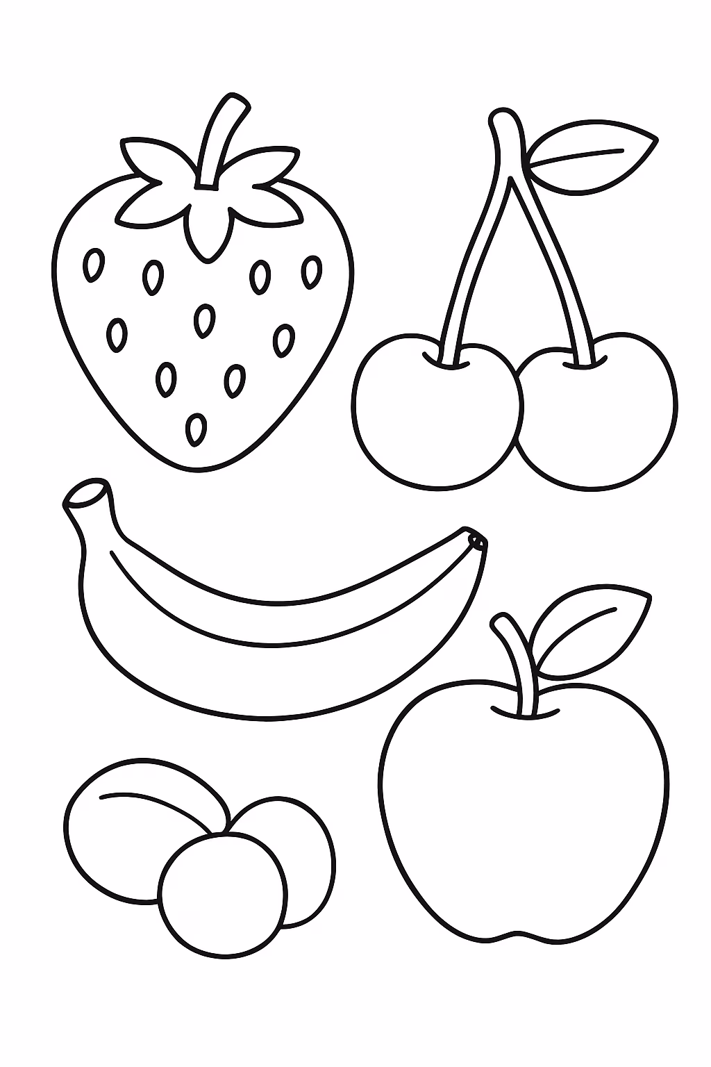 Frutas pequenas para colorir — desenho para imprimir