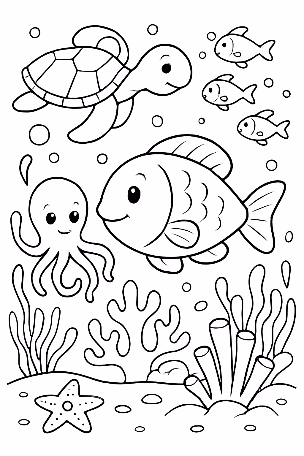 Fundo do mar para colorir — desenho para imprimir