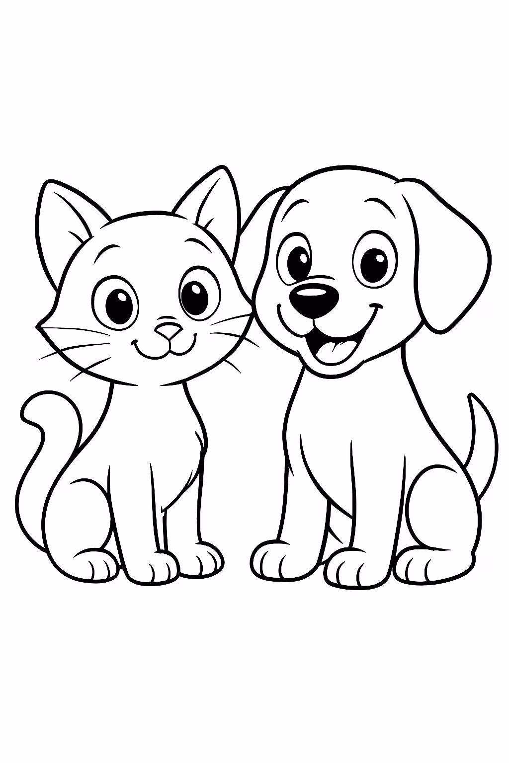 Gata ecachorro para colorir — desenho para imprimir