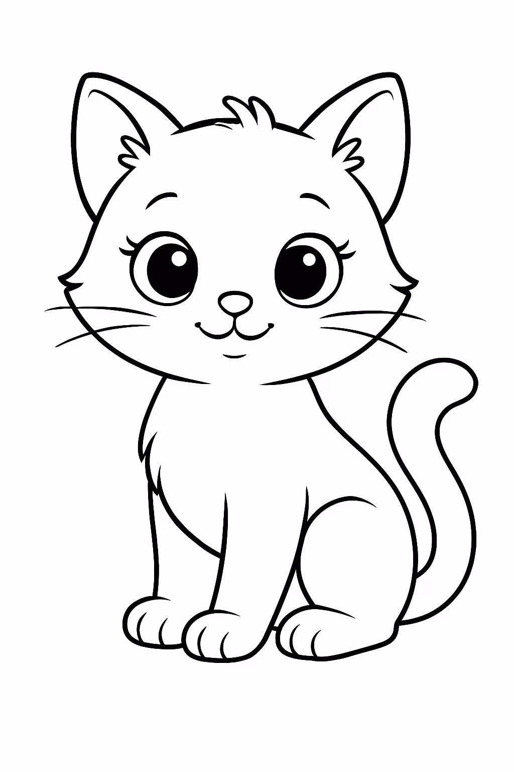 Gatinha fofa para colorir — desenho para imprimir