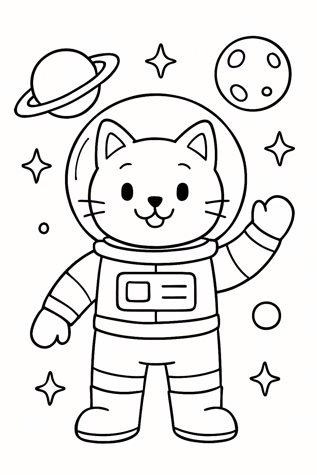 Gato astronauta para colorir — desenho para imprimir
