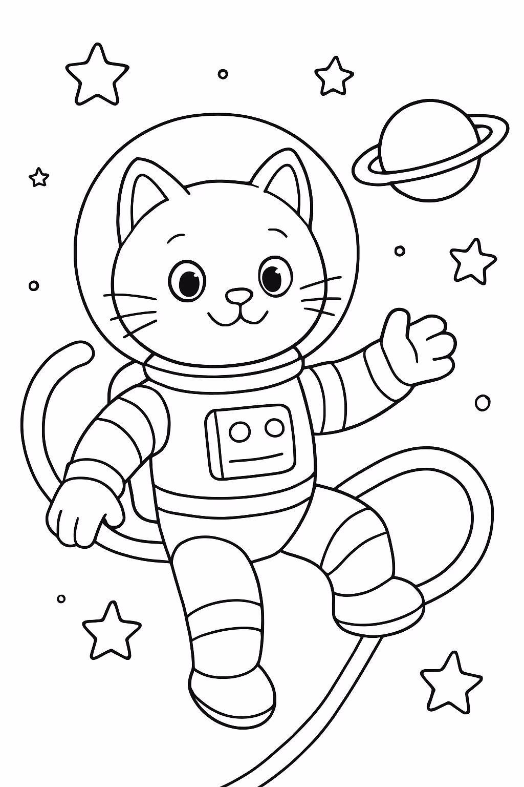 Gato astronautas para colorir — desenho para imprimir