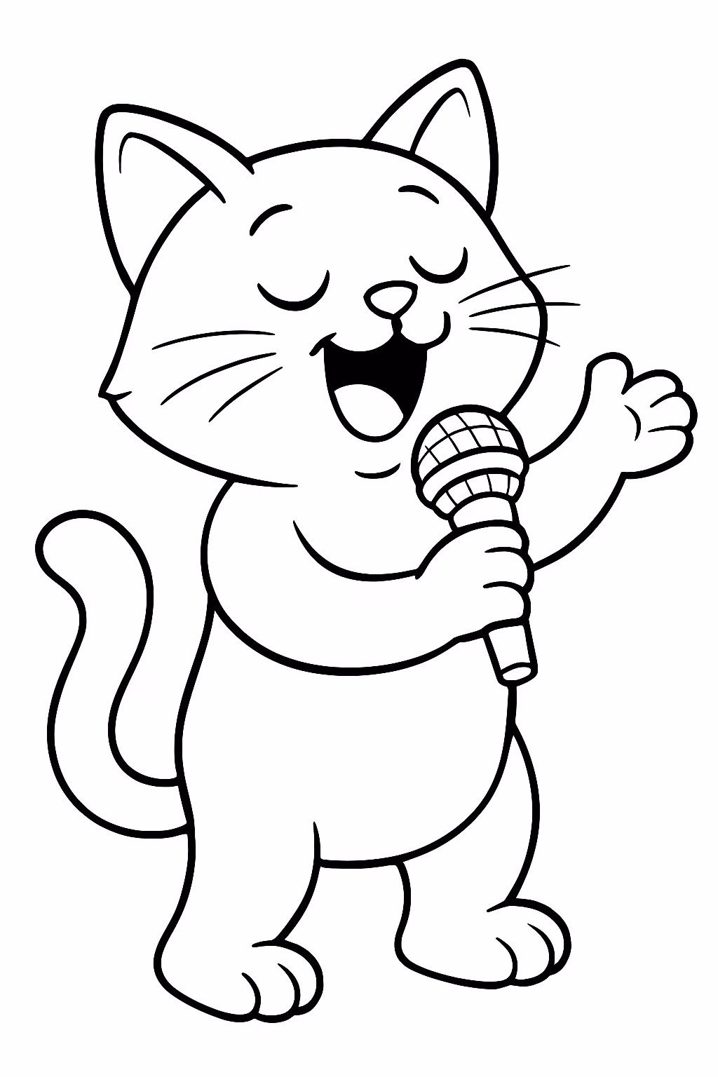 Gato cantando para colorir — desenho para imprimir