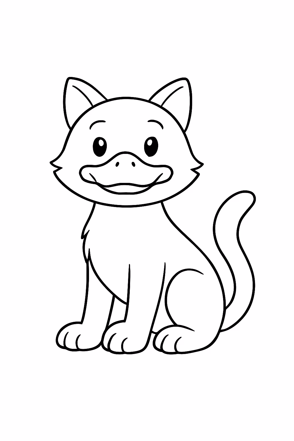 Gato com cabeca de pato para colorir — desenho para imprimir