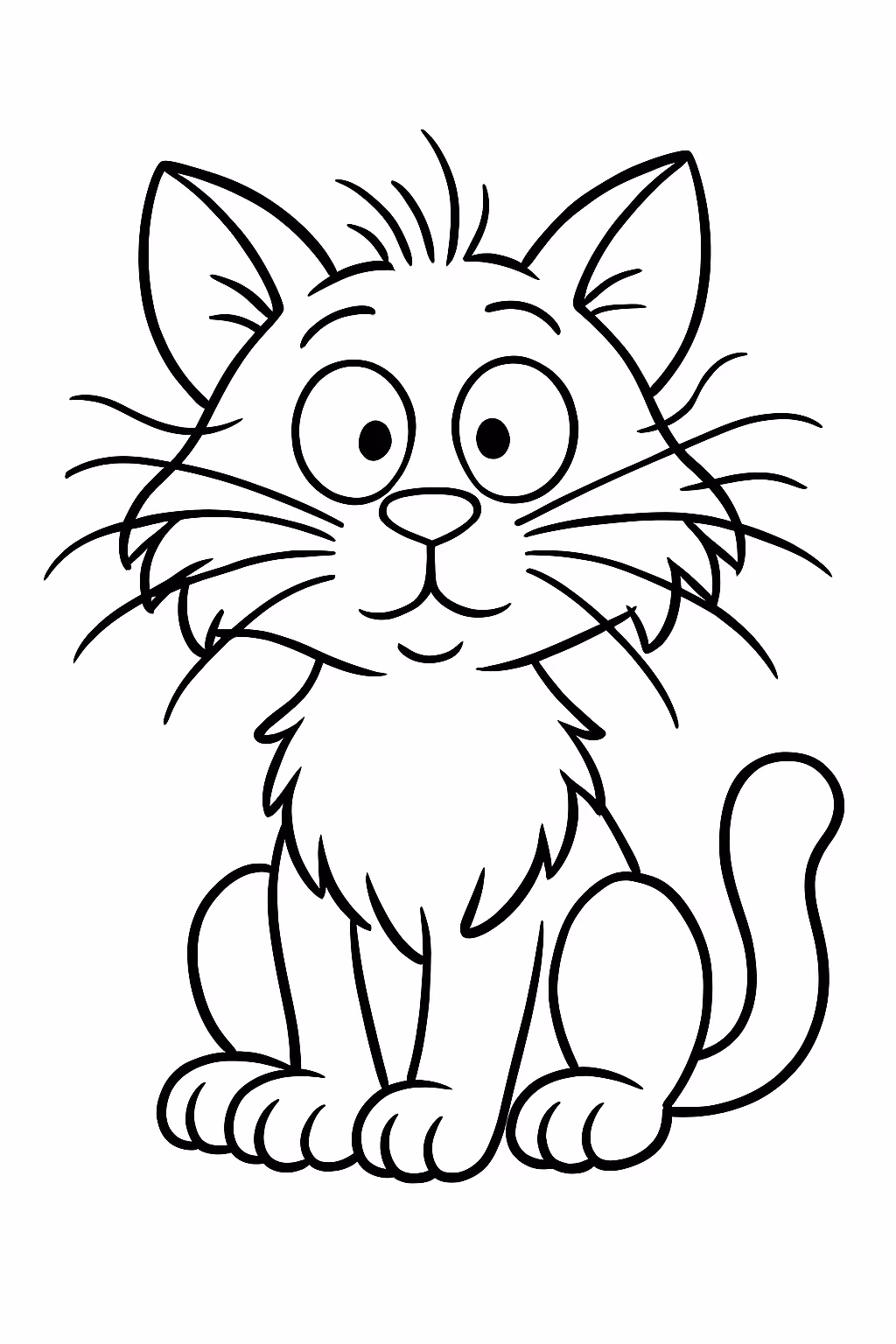 Gato com os bigodes baguncado para colorir — desenho para imprimir