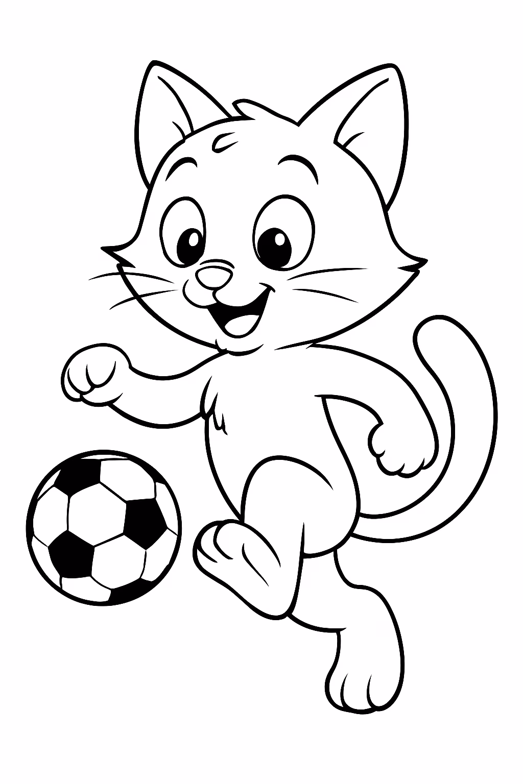 Gato de salto jogando bola para colorir — desenho para imprimir