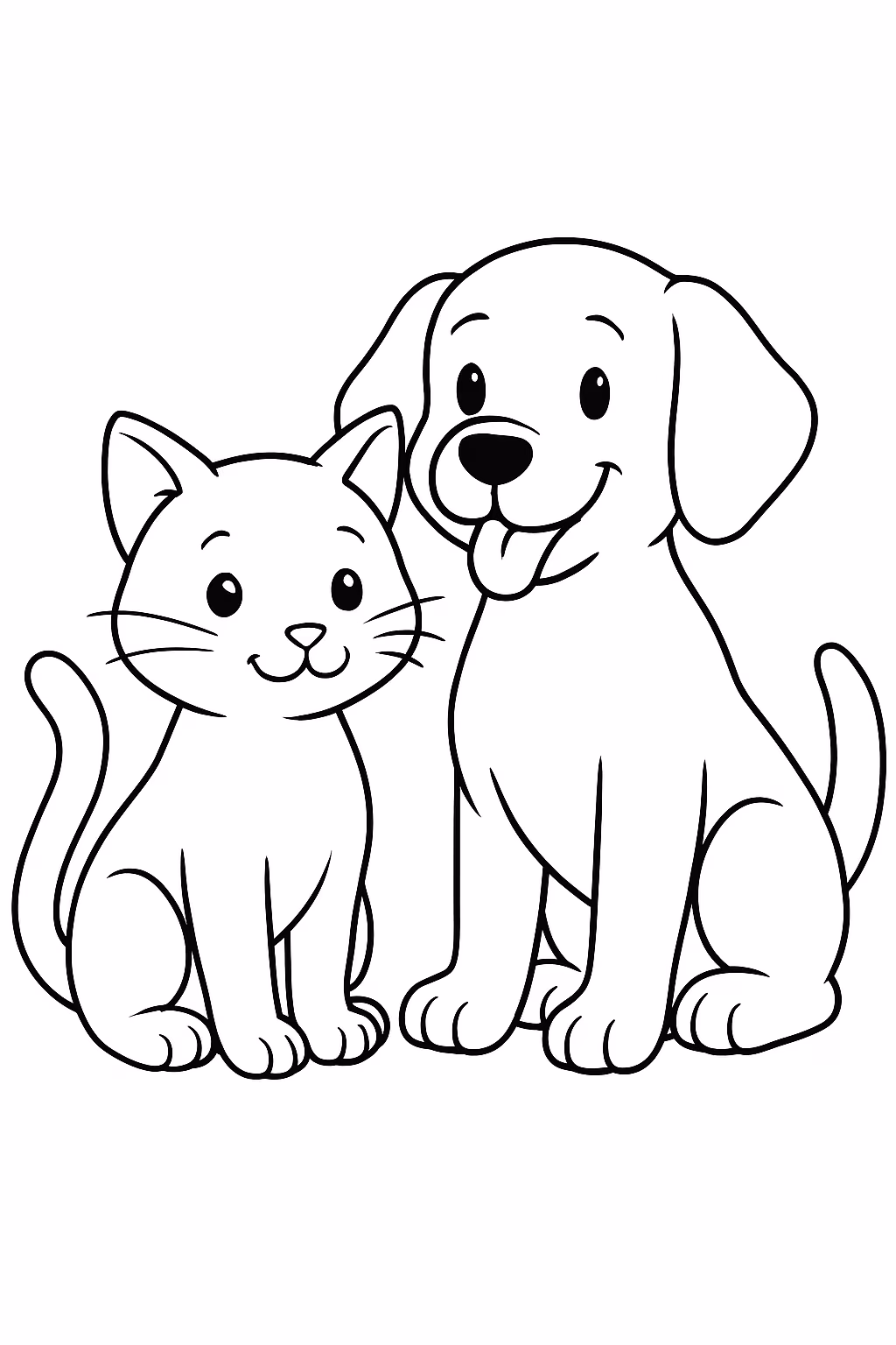 Gato e cachorro para colorir — desenho para imprimir