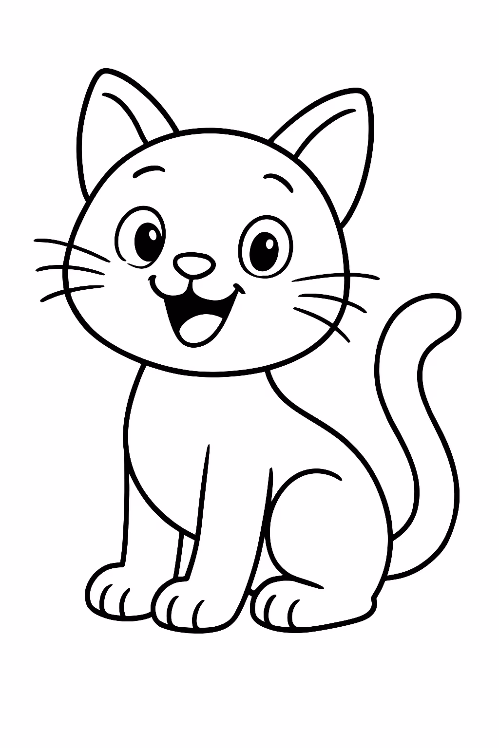 Gato feliz para colorir — desenho para imprimir