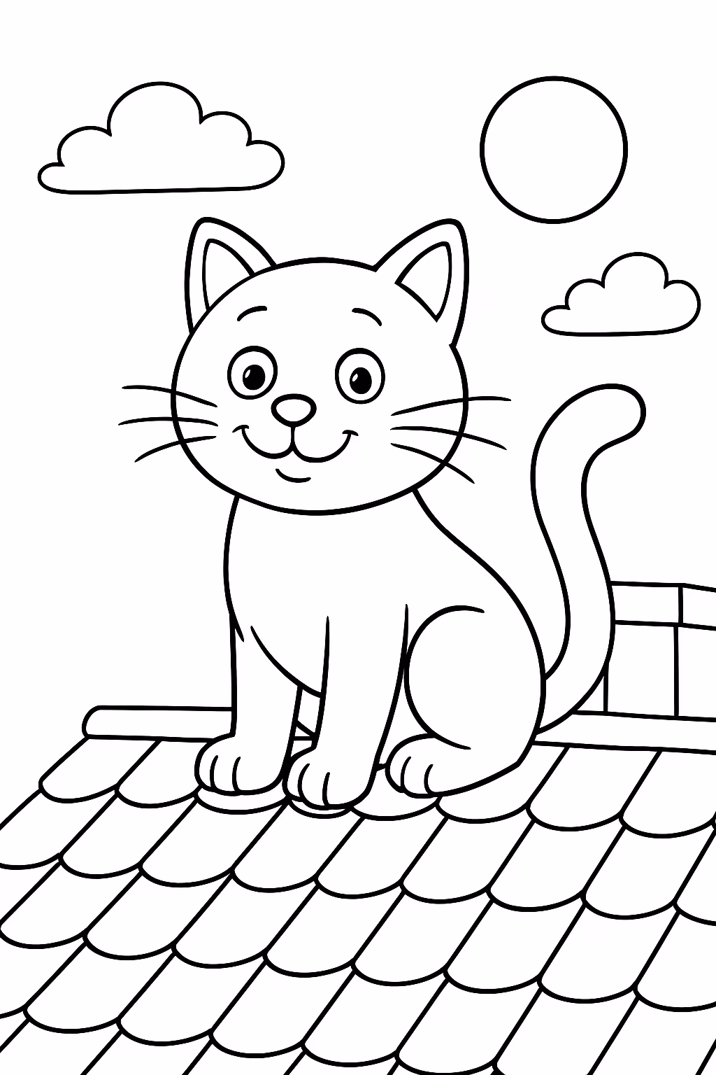 Gato no telhado para colorir — desenho para imprimir