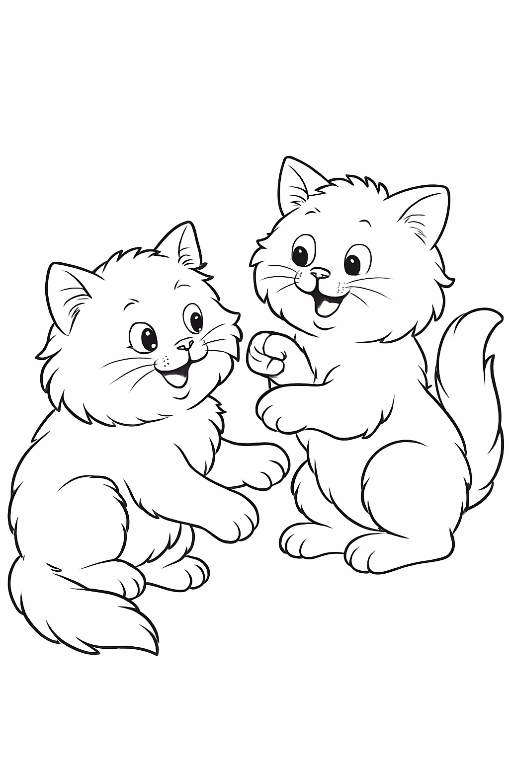 Gato persa cinza e gato persa laranja brincando para colorir — desenho para imprimir