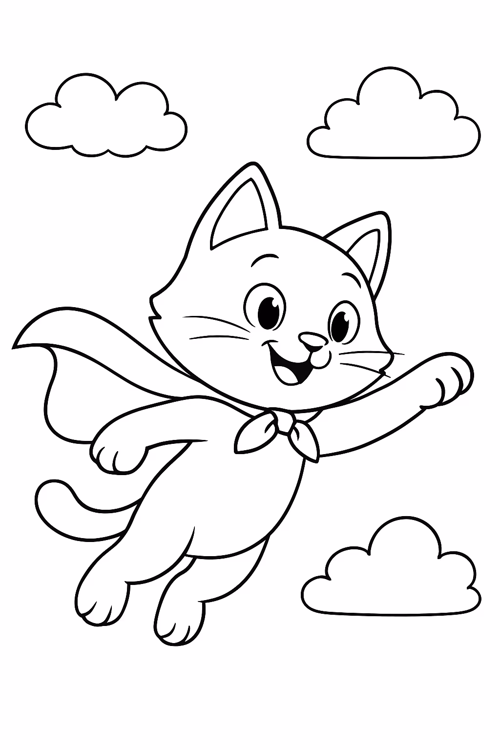 Gato voando para colorir — desenho para imprimir