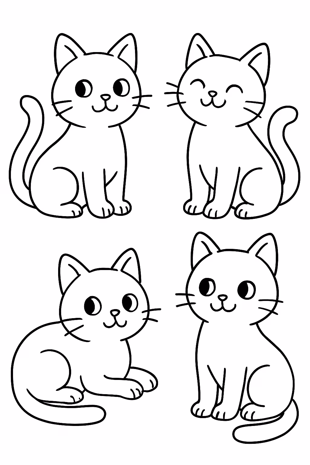 Gatos fofos para colorir — desenho para imprimir