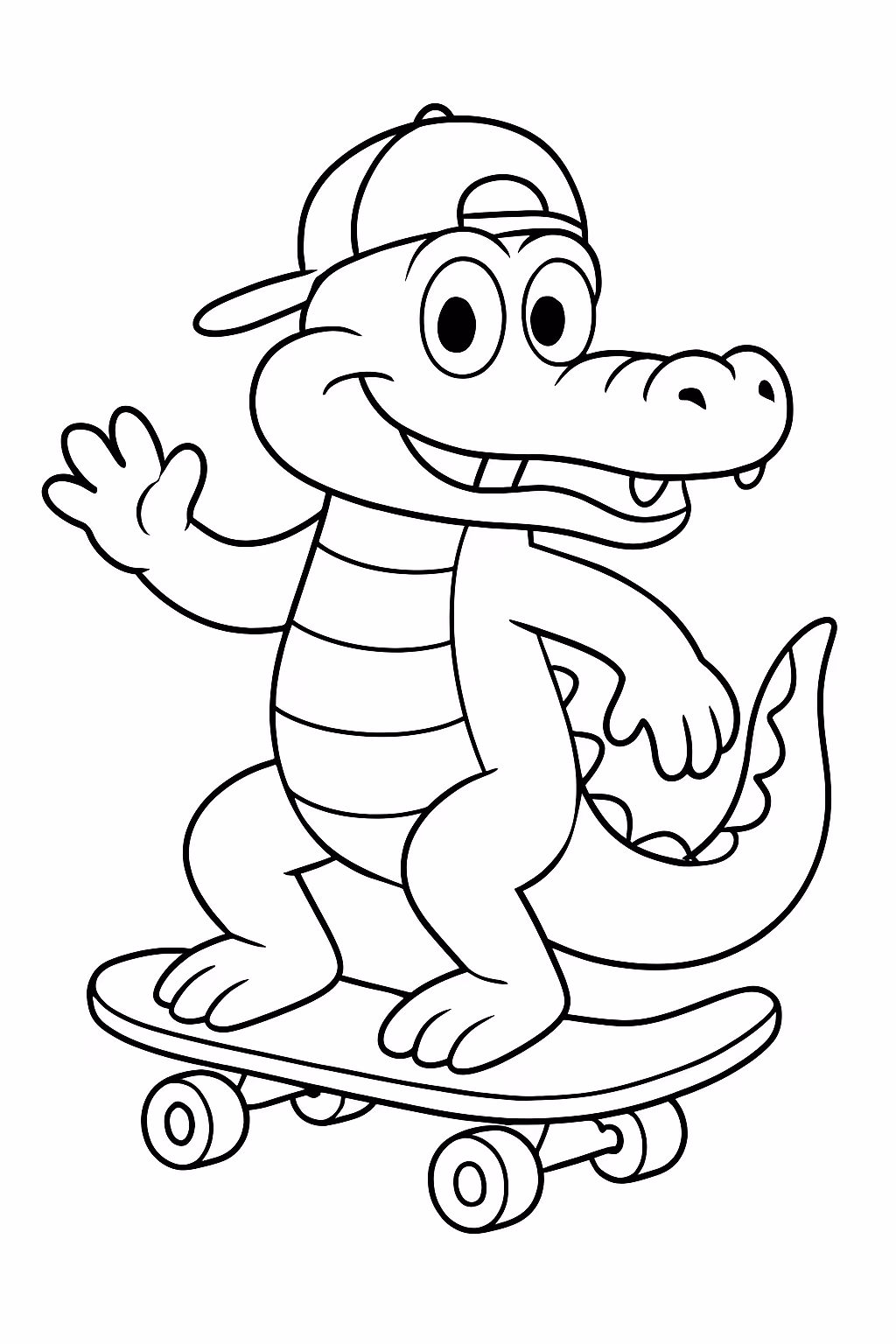 Gerar um jacare skatista para colorir — desenho para imprimir