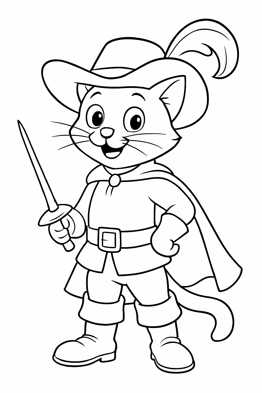 Gere o gato de botas para colorir — desenho para imprimir