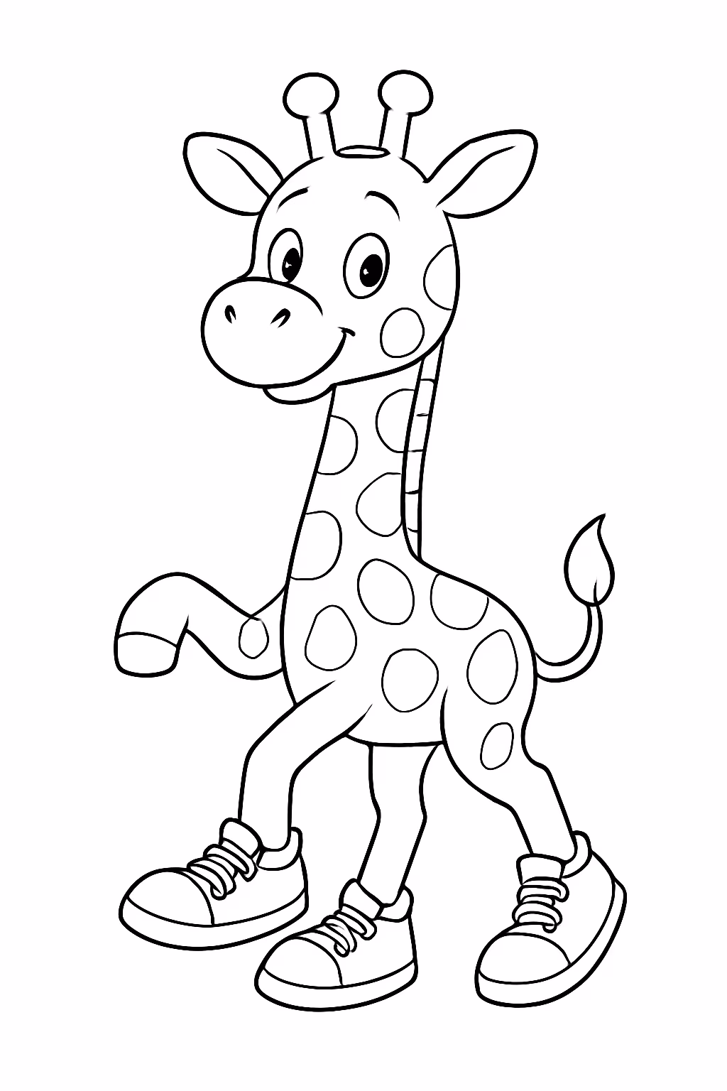 Girafa usando tenis para colorir — desenho para imprimir