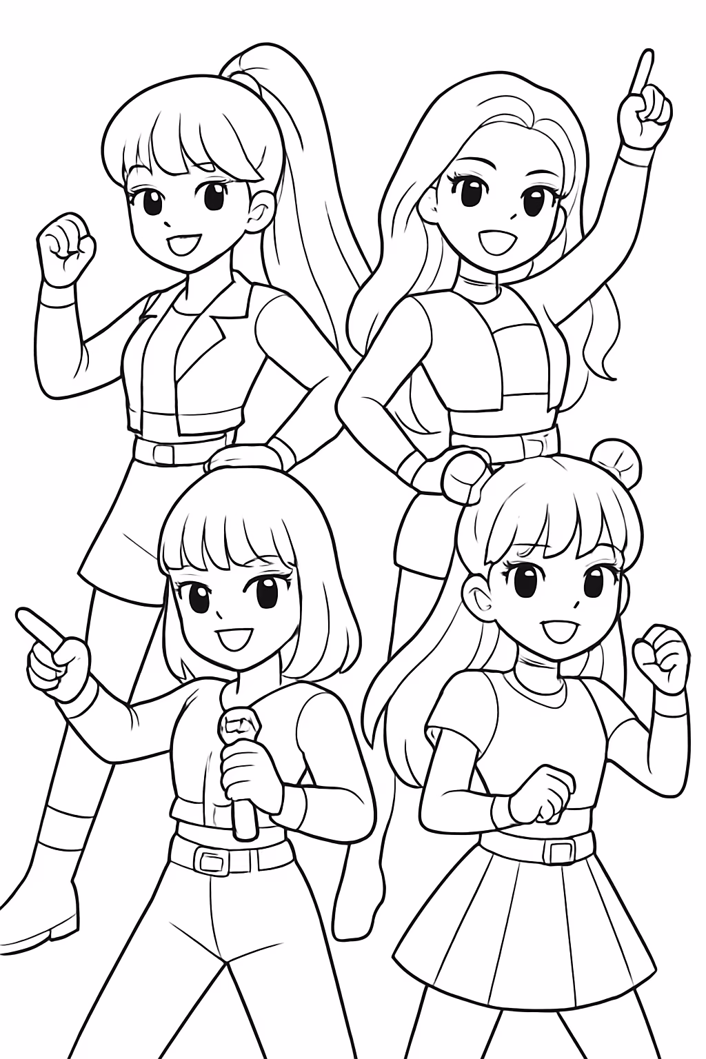 Gurreiras do k pop para colorir — desenho para imprimir