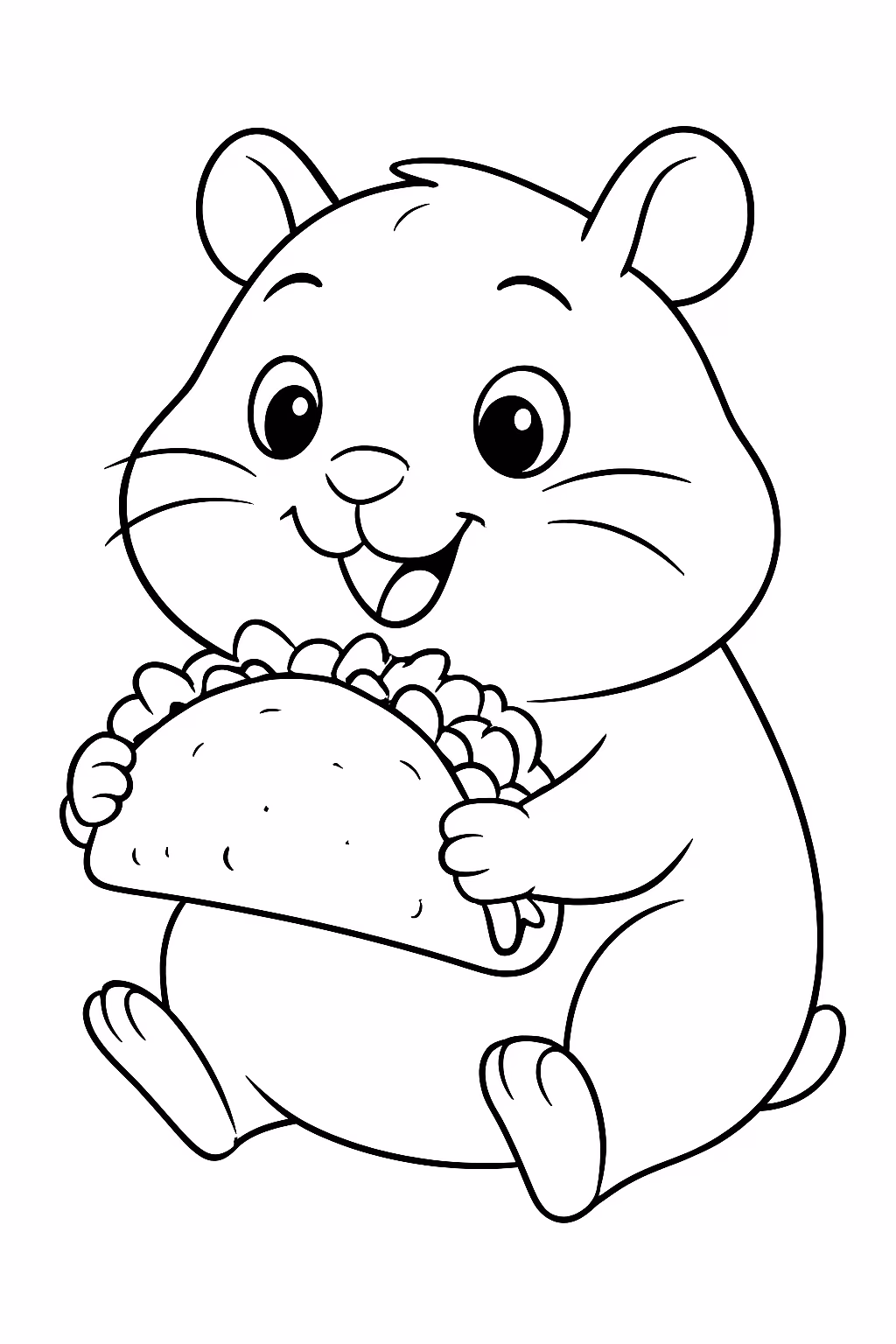 Hamster fazendo taco de comer para colorir — desenho para imprimir