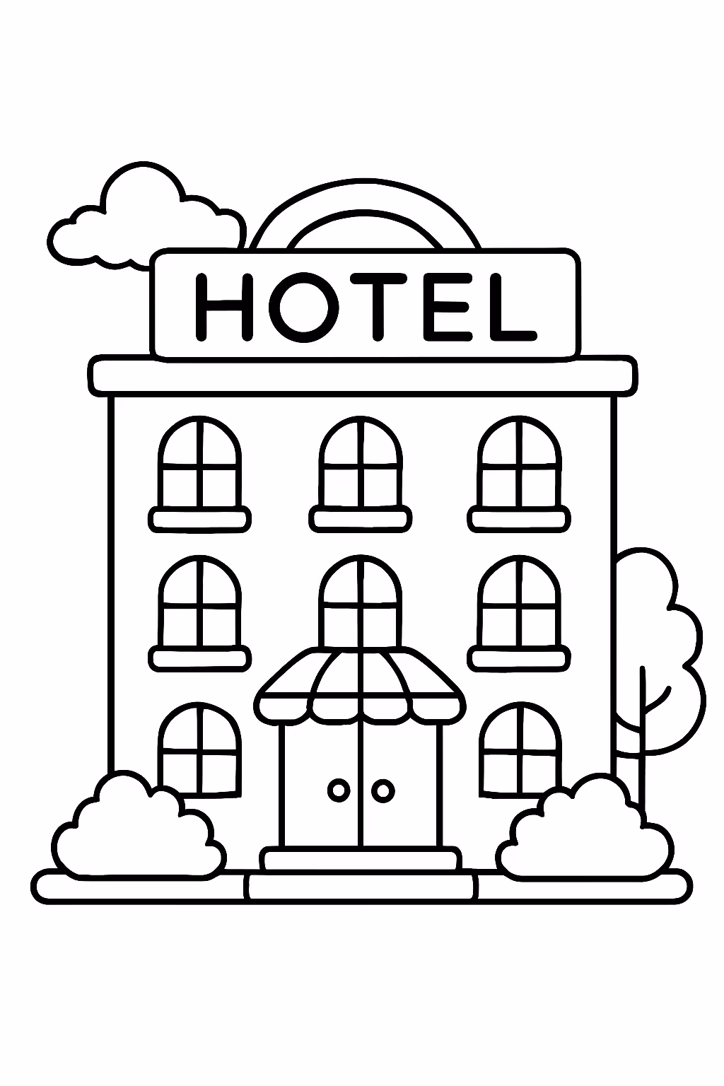 Hoteels para colorir — desenho para imprimir
