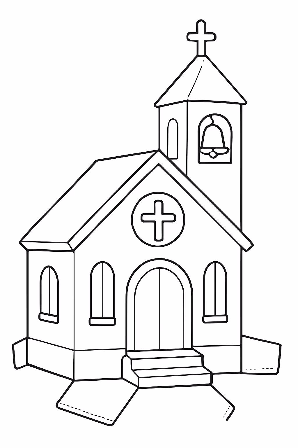 Igreja que tenha dobras montar para colorir — desenho para imprimir