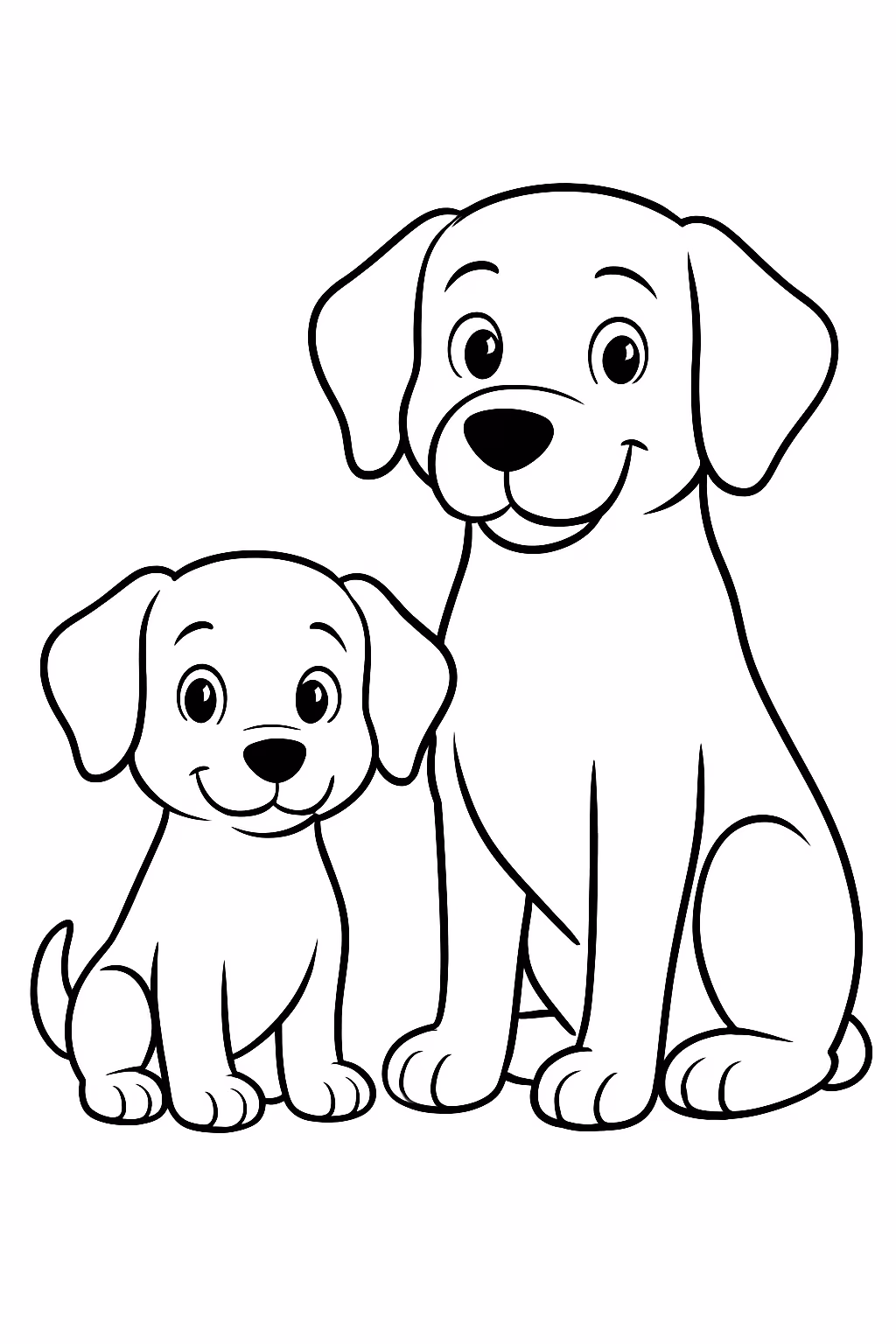 Imagem de cachorro pequeno e um grande para colorir — desenho para imprimir