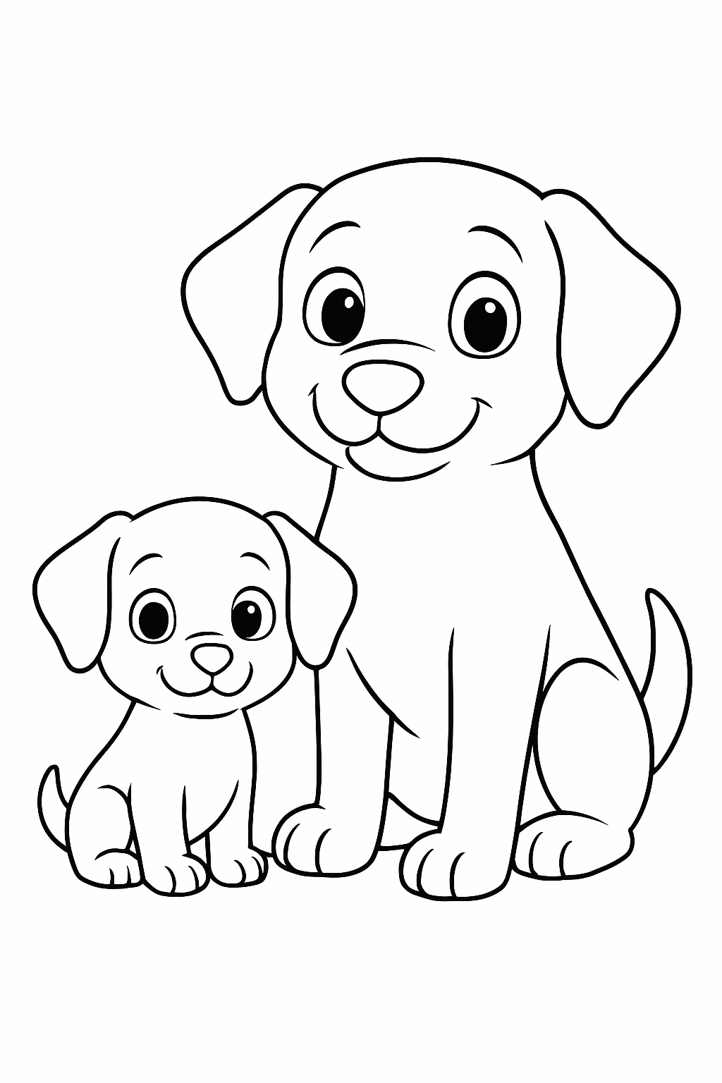 Imagem de cachorro pequeno e um grande femea para colorir — desenho para imprimir