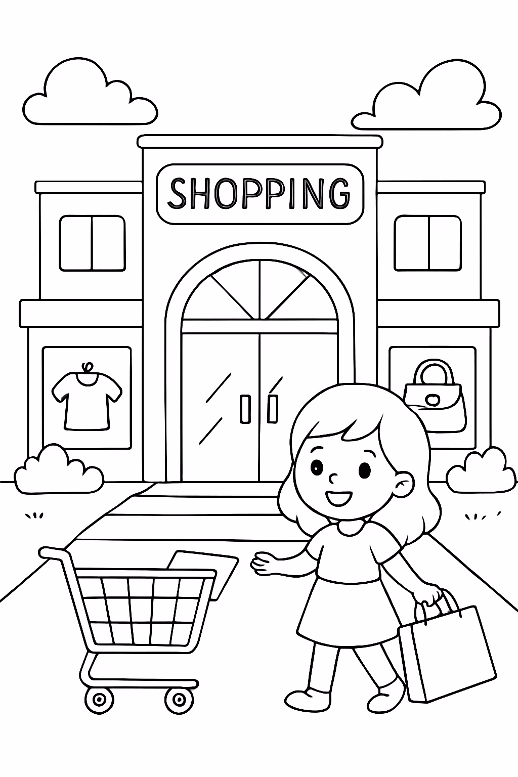 Imagem de shopping para colorir — desenho para imprimir