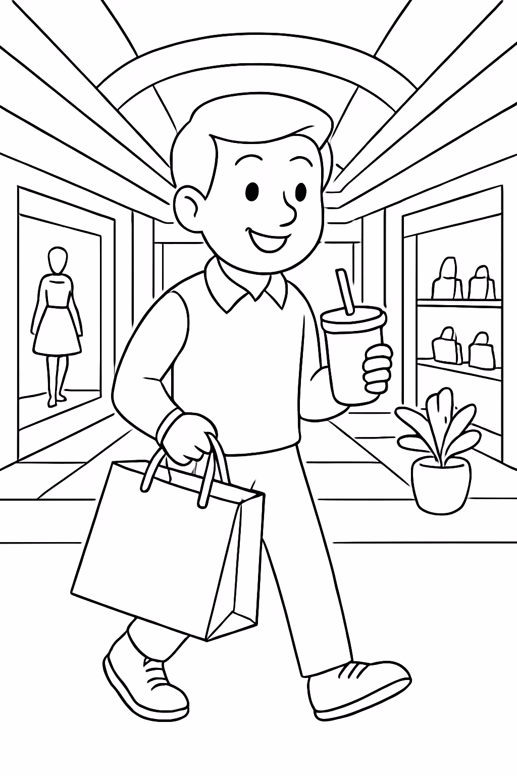 Imagem de shopping adulto para colorir — desenho para imprimir