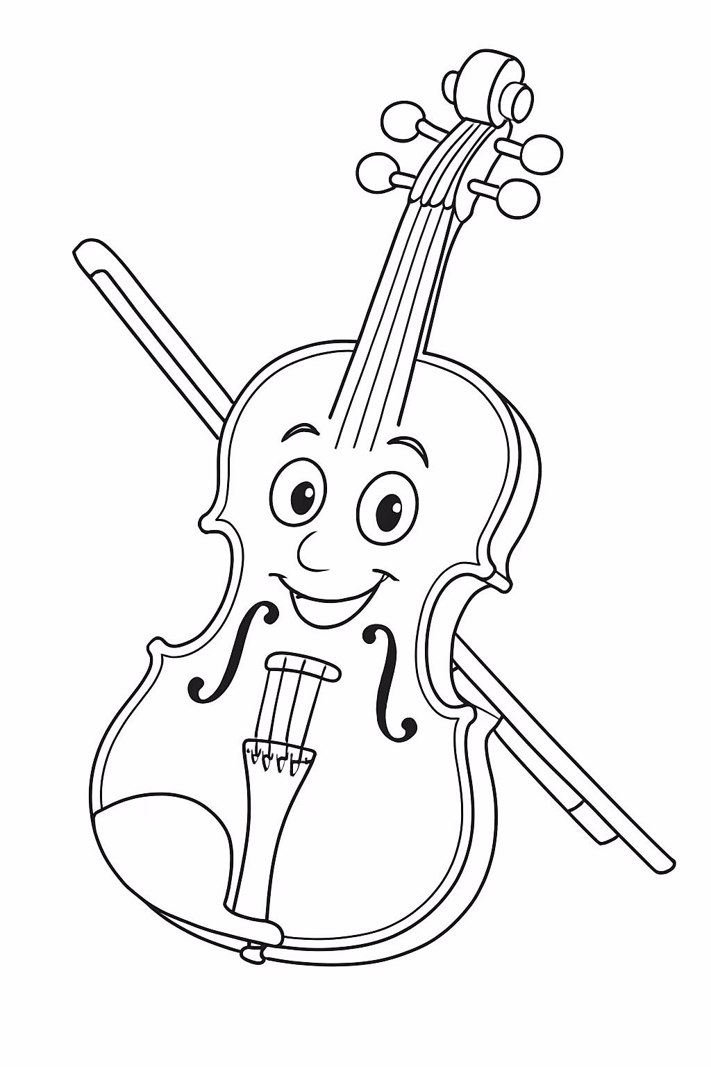 Instrumentos musicais como violino para colorir — desenho para imprimir