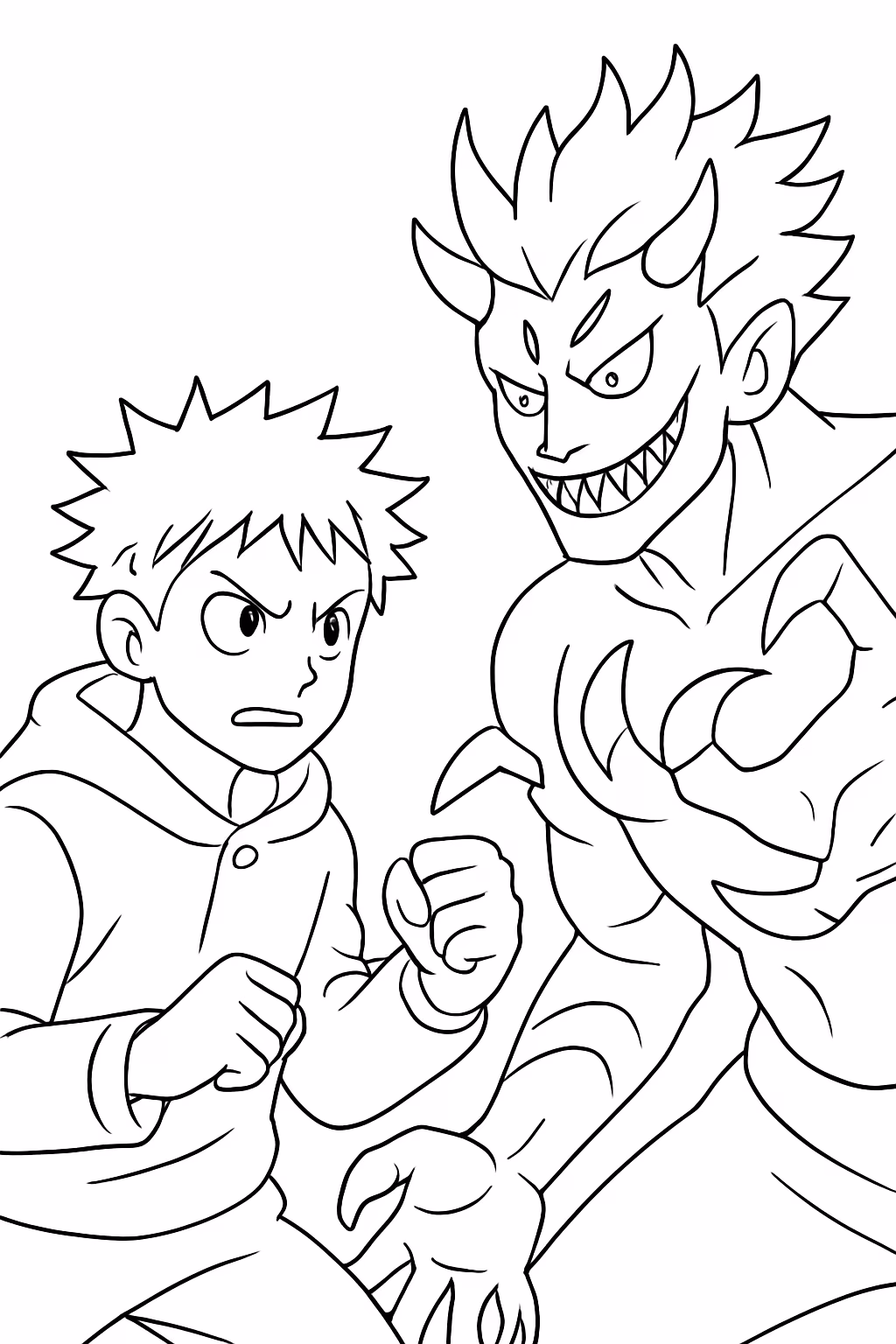 Itadori modulo vs sukuna quatro brancos para colorir — desenho para imprimir
