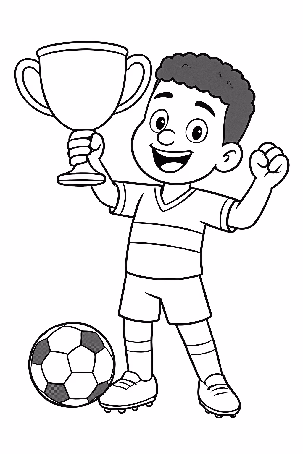 Jogador negro com taca copa para colorir — desenho para imprimir