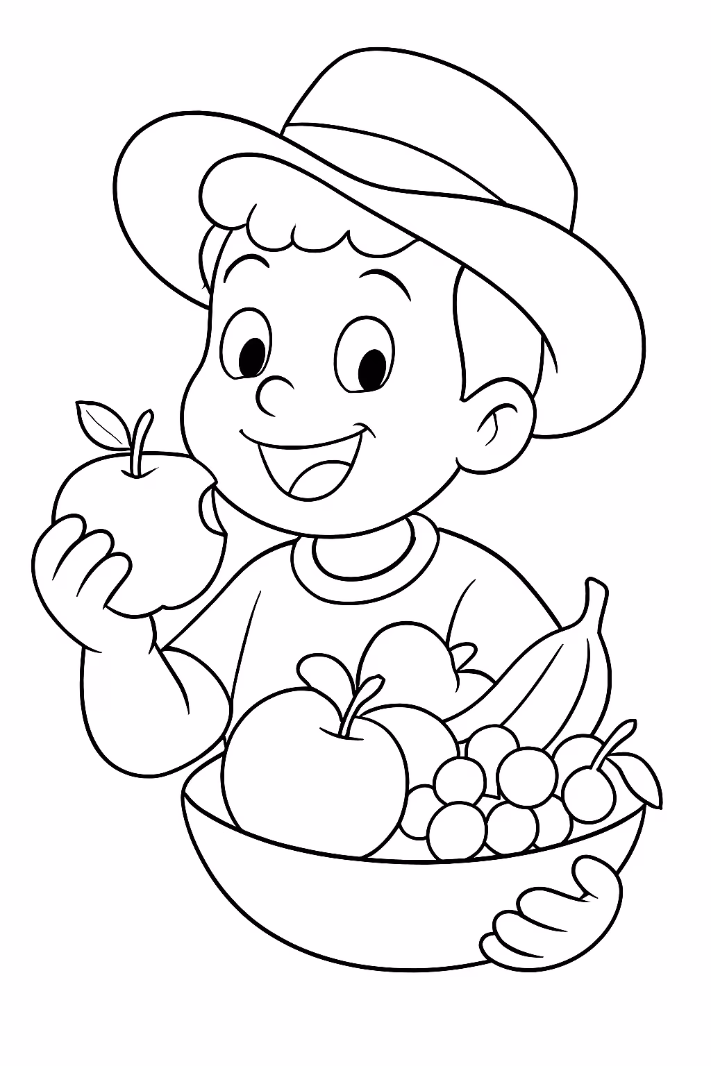 Jose comilao comendo frutas para colorir — desenho para imprimir